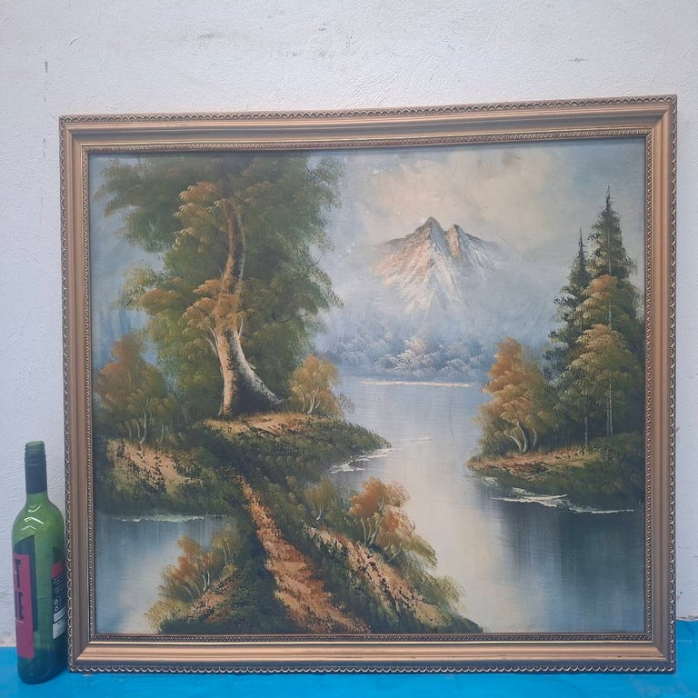 Framed Mountain Landscape Painting