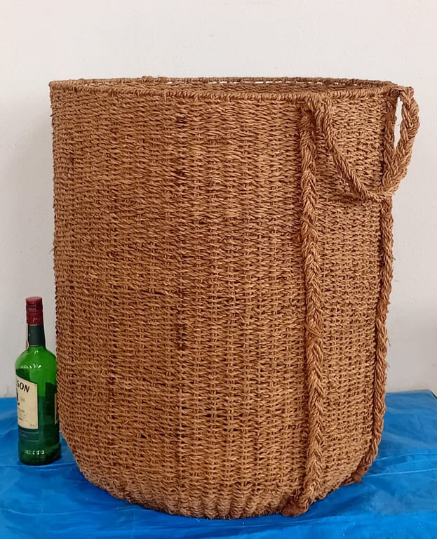 Handwoven Natural Fibre Storage Basket with Handles (Large)
