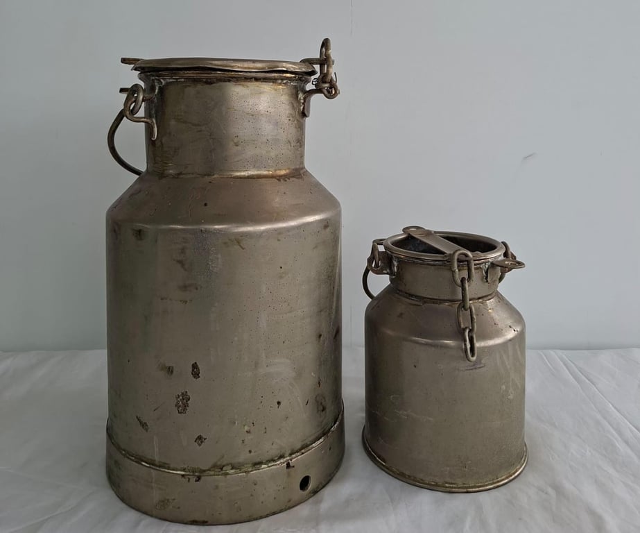 Pair of Vintage Metal Milk Cans(Large & Small)