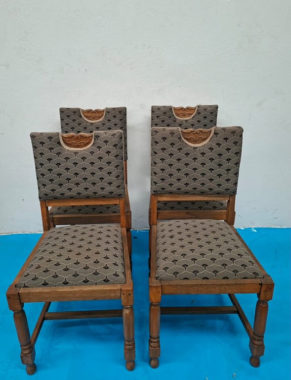 Pair of Upholstered Wooden Dining Chairs