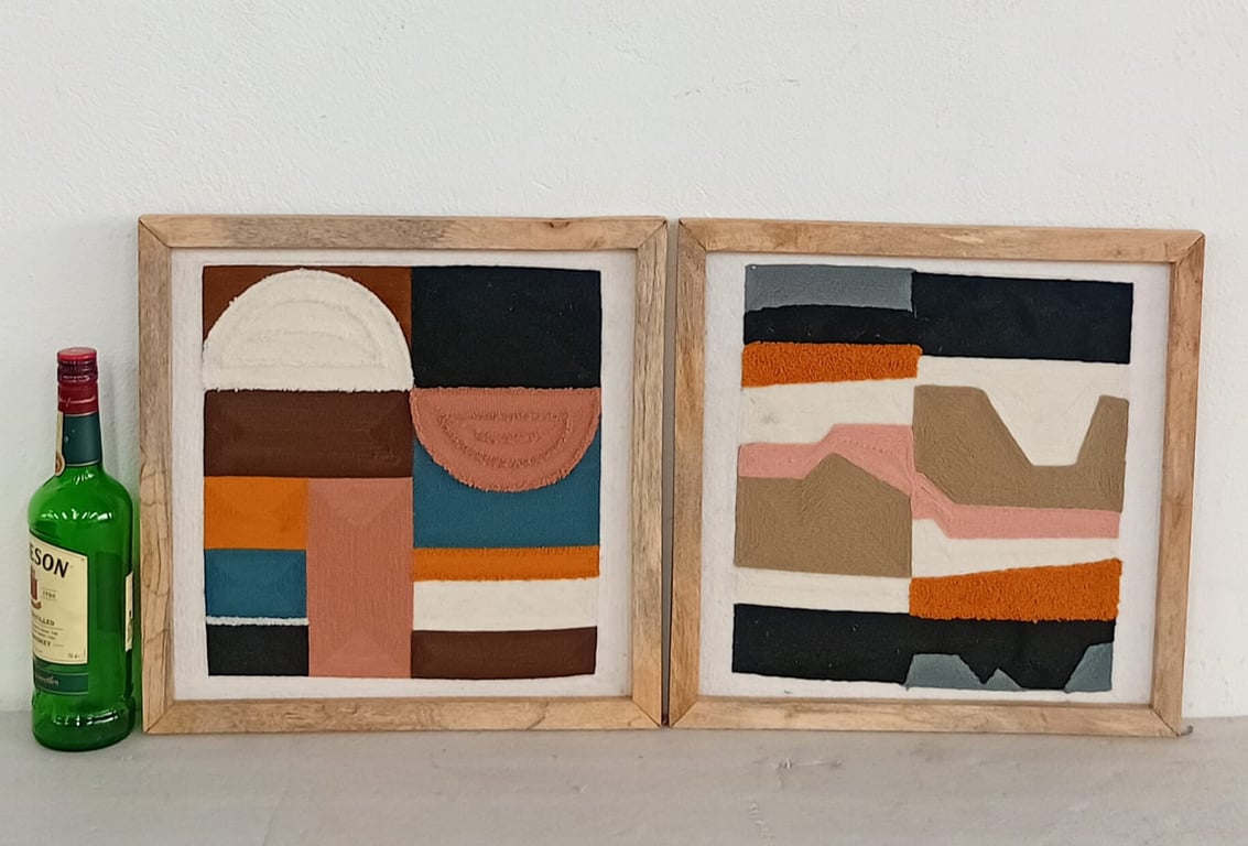 Pair of Contemporary Abstract Textured Wall Art Panels
