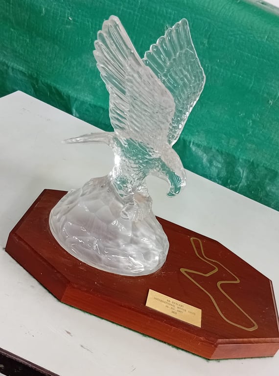 Vintage Crystal Figurine On Wooden Base