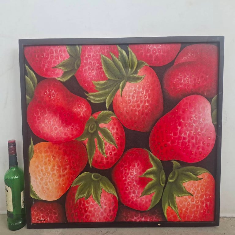 Large Framed Strawberry Still-Life Painting