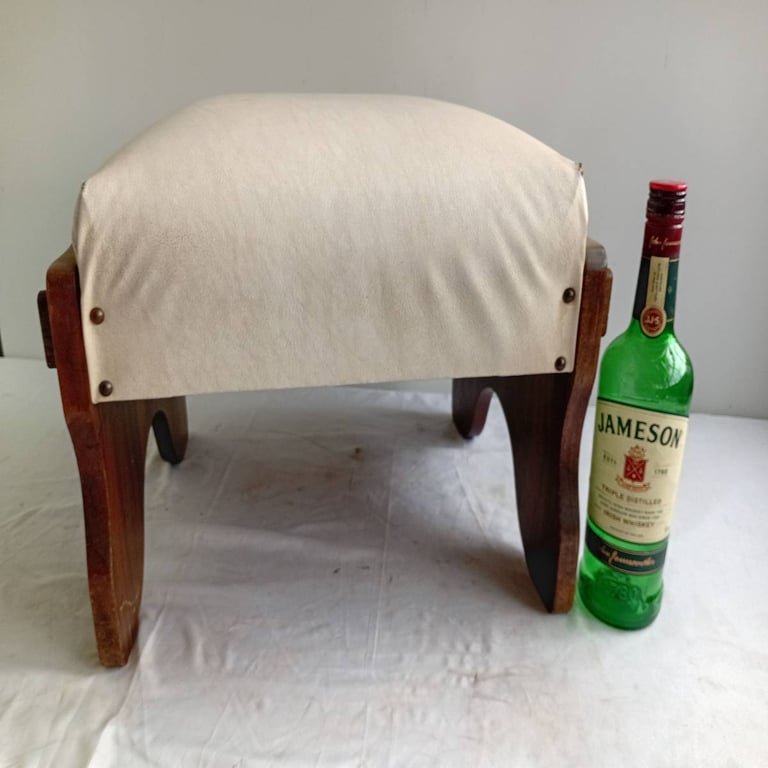 Vintage Upholstered Wooden Footstool / Ottoman