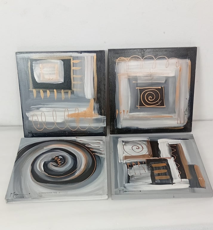 A Set Of Four Abstrarct Wall Art Paintings