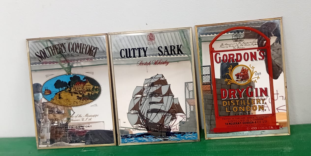 3 X Vintage Bar Mirrors