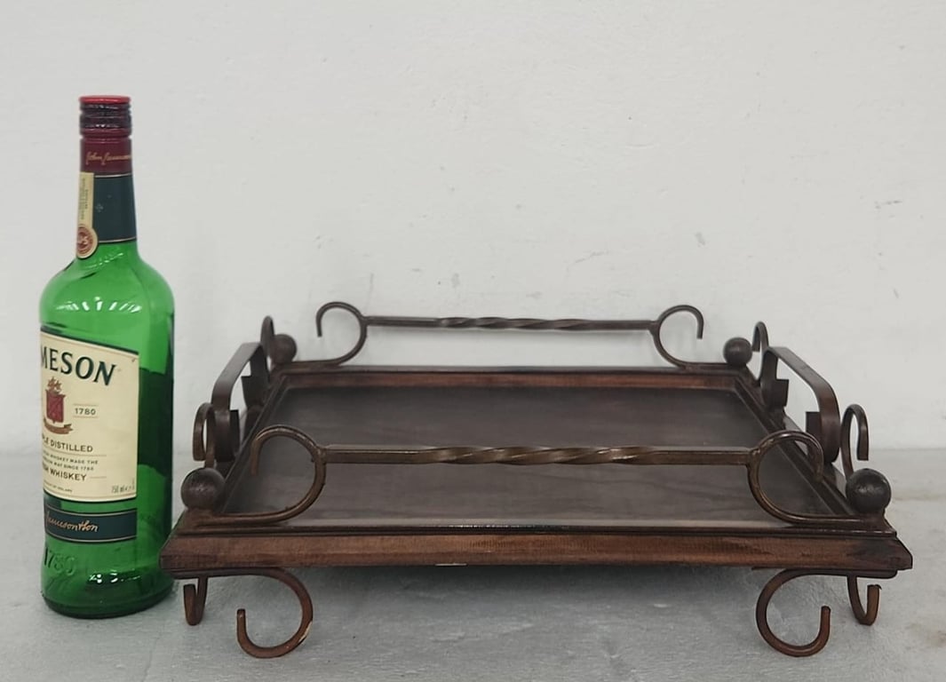 Vintage dark wood serving tray