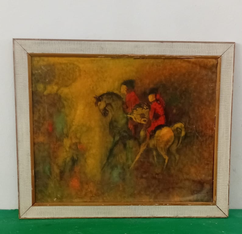 Framed Horseback Painting