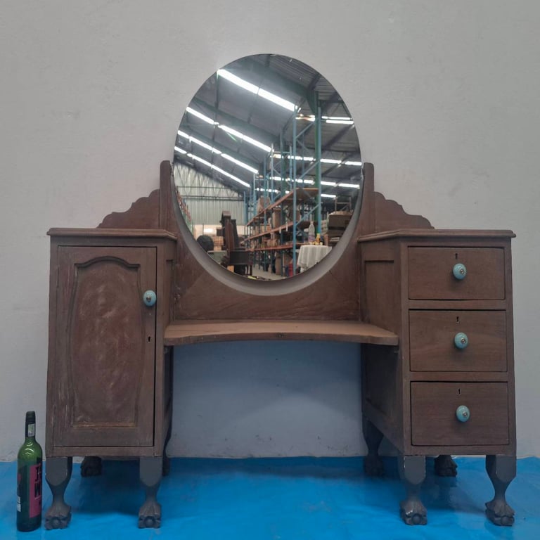 Vintage Wooden Dressing Table with Mirror