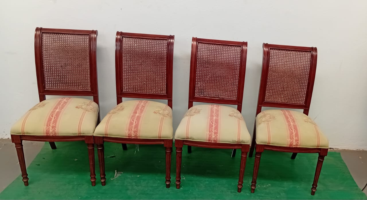A set of 4 french regency style dining chairs