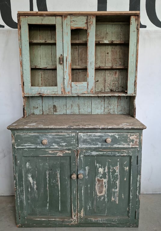Vintage Distressed Wooden Kitchen Dresser Cabinet