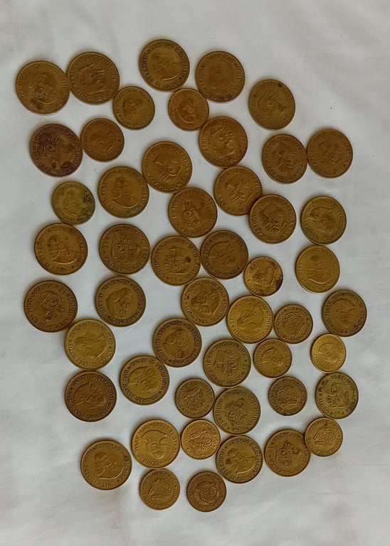 Collection of Vintage South African 1 Cent Coins (1960s–1980s Era)