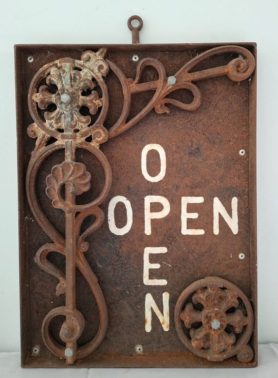 Industrial “OPEN” Metal Sign (Decorative Wall Piece)