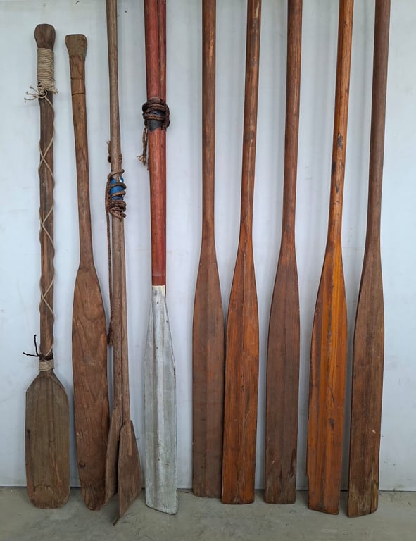 Collection of Wooden Boat Oars / Paddles