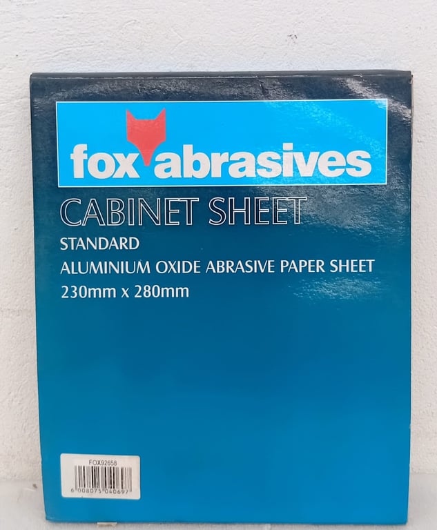 Fox Abrasives Cabinet Sheet – Aluminium Oxide Sandpaper (230 × 280 mm)