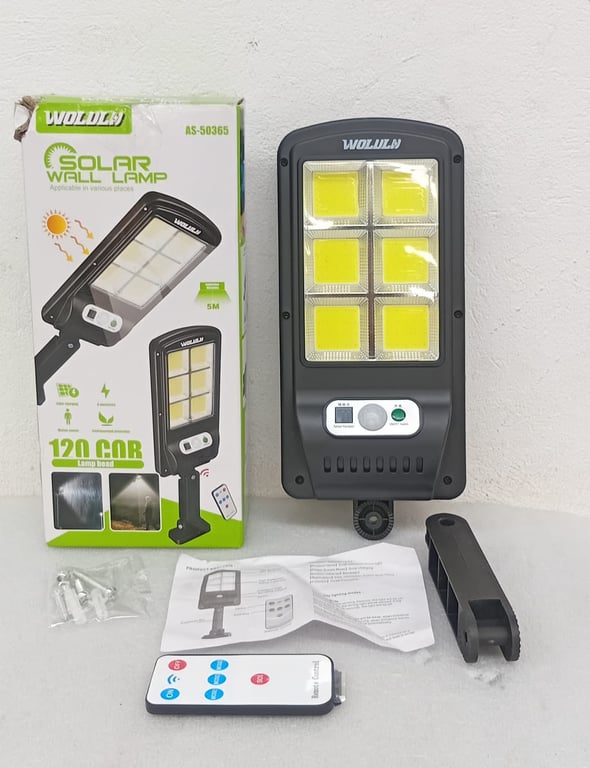 Wolun Solar Wall Lamp – 120 COB LED Outdoor Light (Model AS-50365)