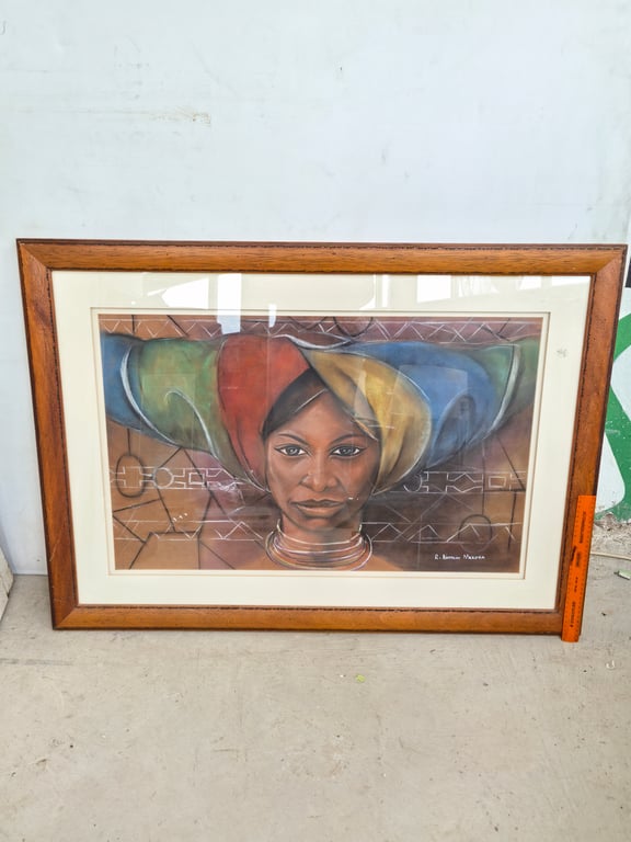 African Madonna - Framed Original Pastel by Ramarutha Makoba