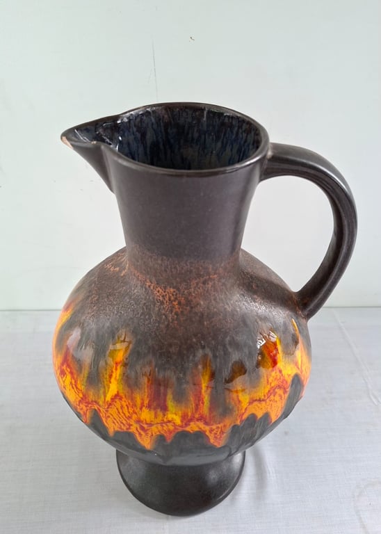 West German Lava Glaze Ceramic Jug