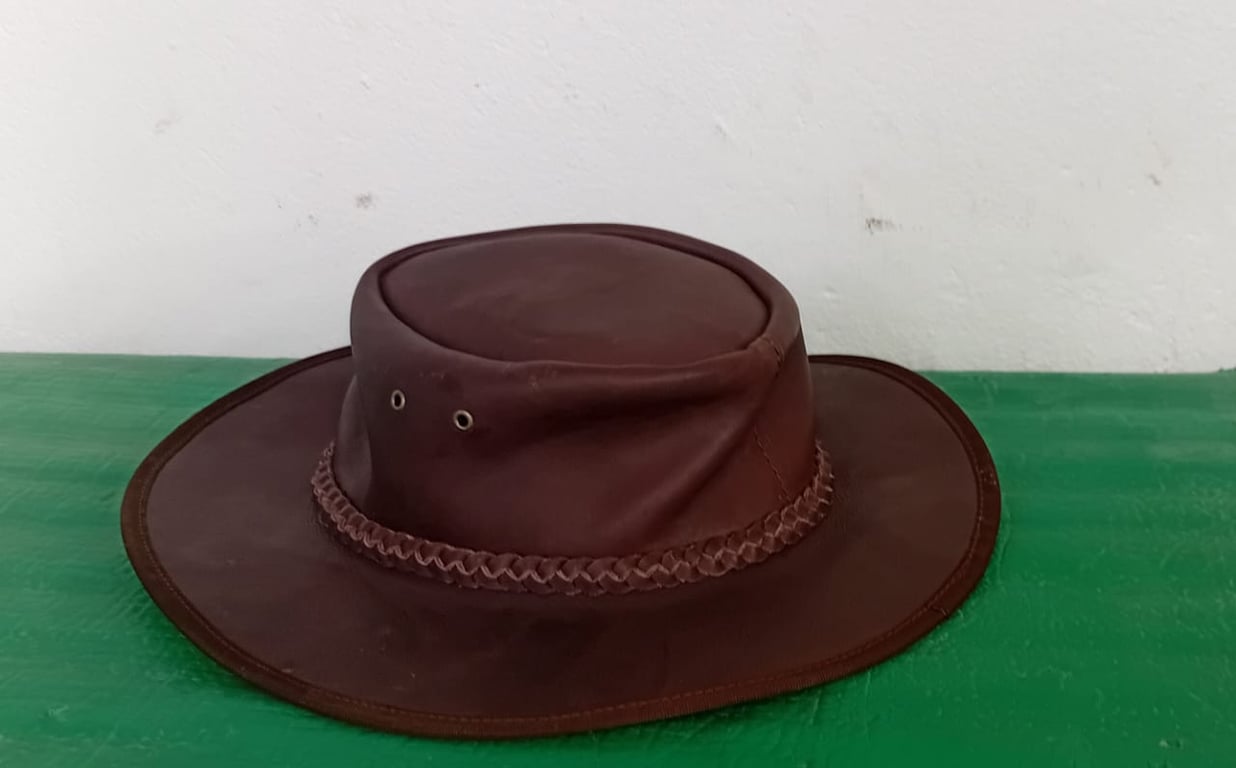 Brown Leather Cowboy Hat