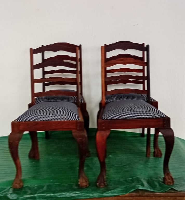 4 x Vintage Imbuia Ladder Back Dining Chairs