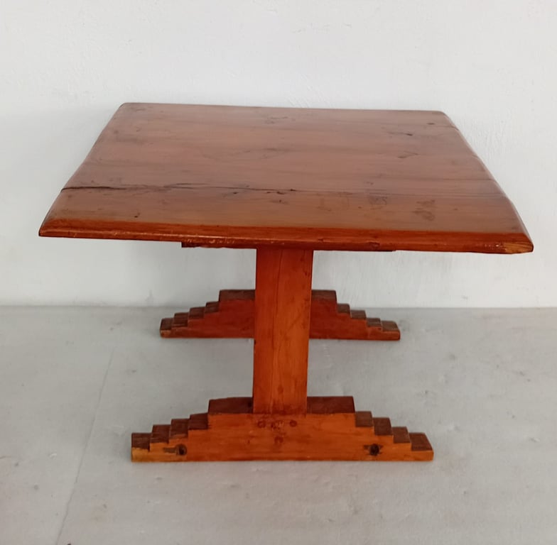 Solid Wood Pedestal Table with Stepped Base