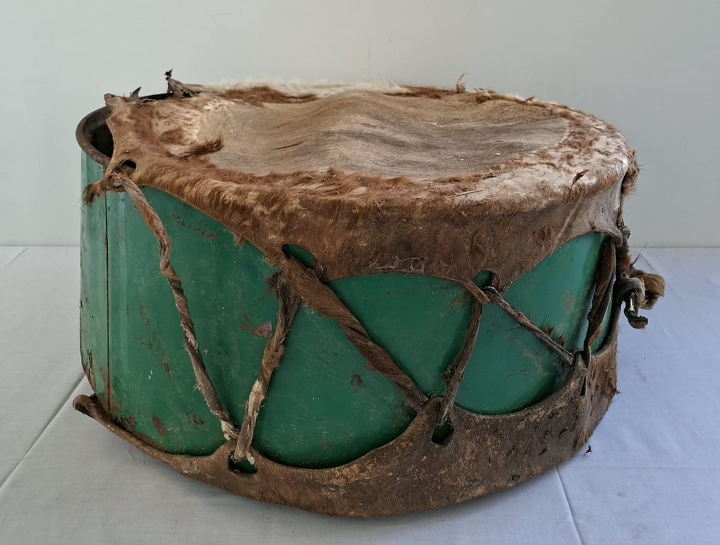 Large Decorative Drum with Hide Top