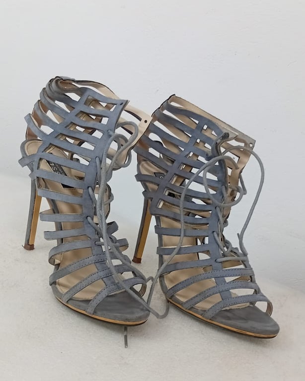 Lace Up Gladiator Stiletto Sandals - Size 8