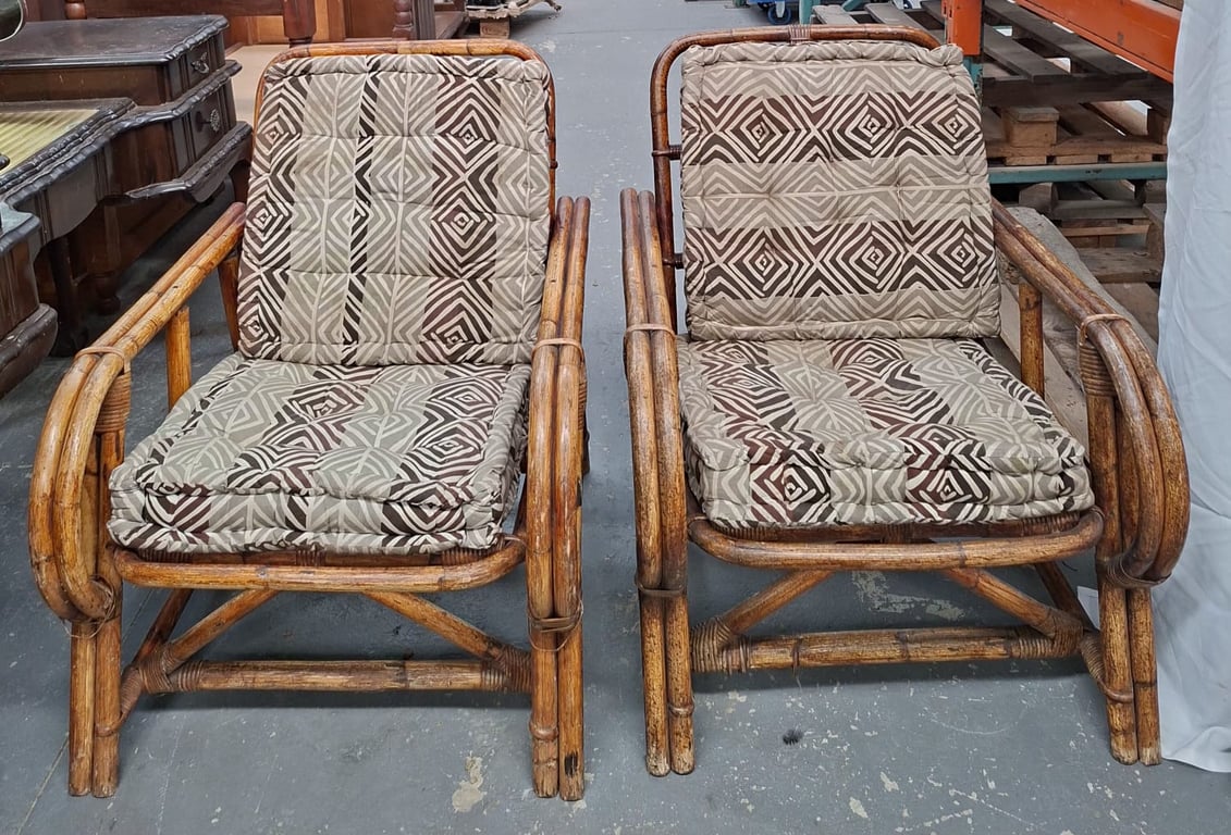 Vintage Cane / Rattan Lounge Chairs (WAP)