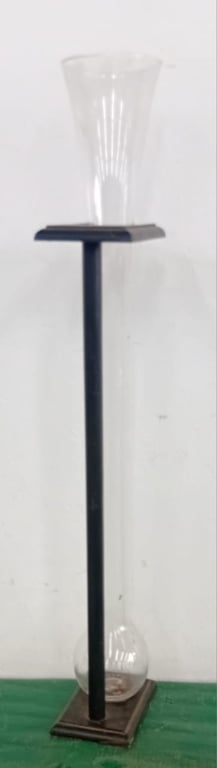 Tall Decorative Glass & Metal Floor Vase / Display Stand