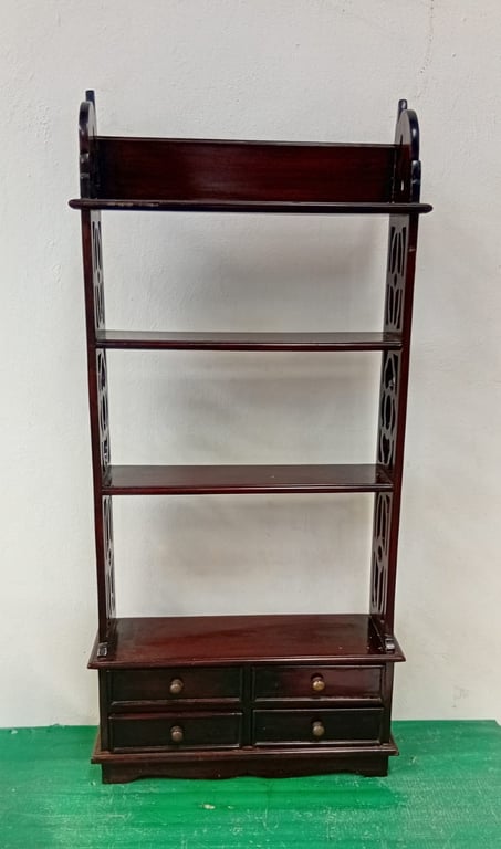 Vintage four-tier whatnot with four base drawers