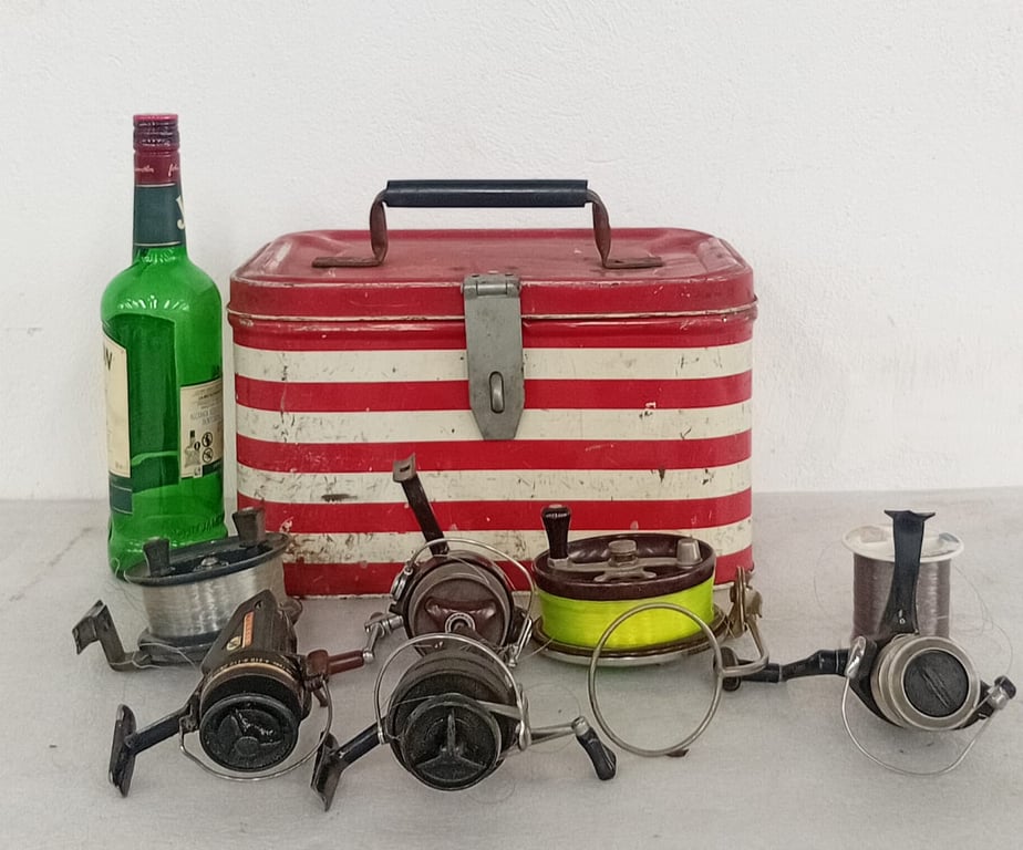 Fishing Reels Joblot & Tin Box