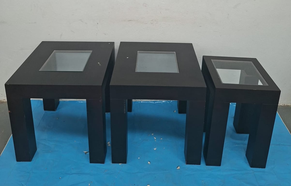 Three Side Tables with Glass Inserts (WAP)