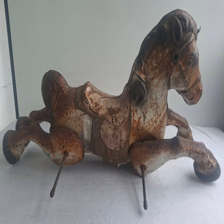 Vintage Wooden Rocking Horse Figure