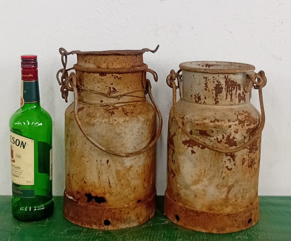 Pair of Vintage Metal Milk Cans