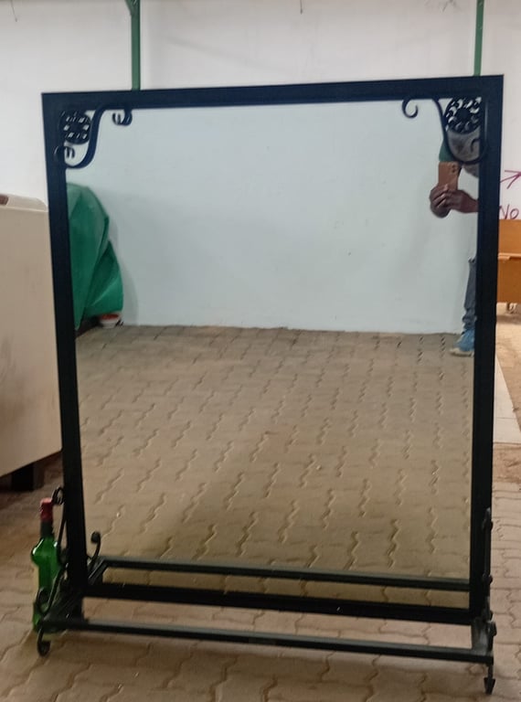 Large Freestanding Wrought Iron Floor Mirror