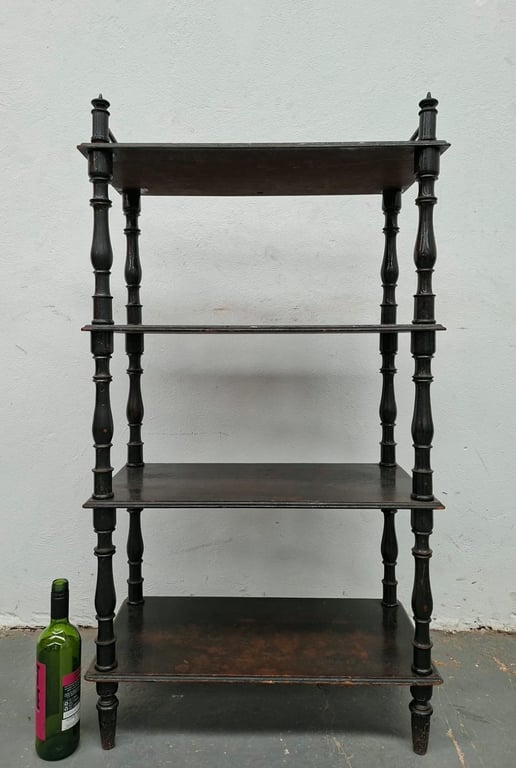 Antique-Style Solid Wood Open Bookshelf with Turned Supports