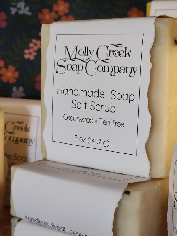 Molly Creek Soap Company Handmade Soap Salt Scrub Cedarwood + Tea Tree