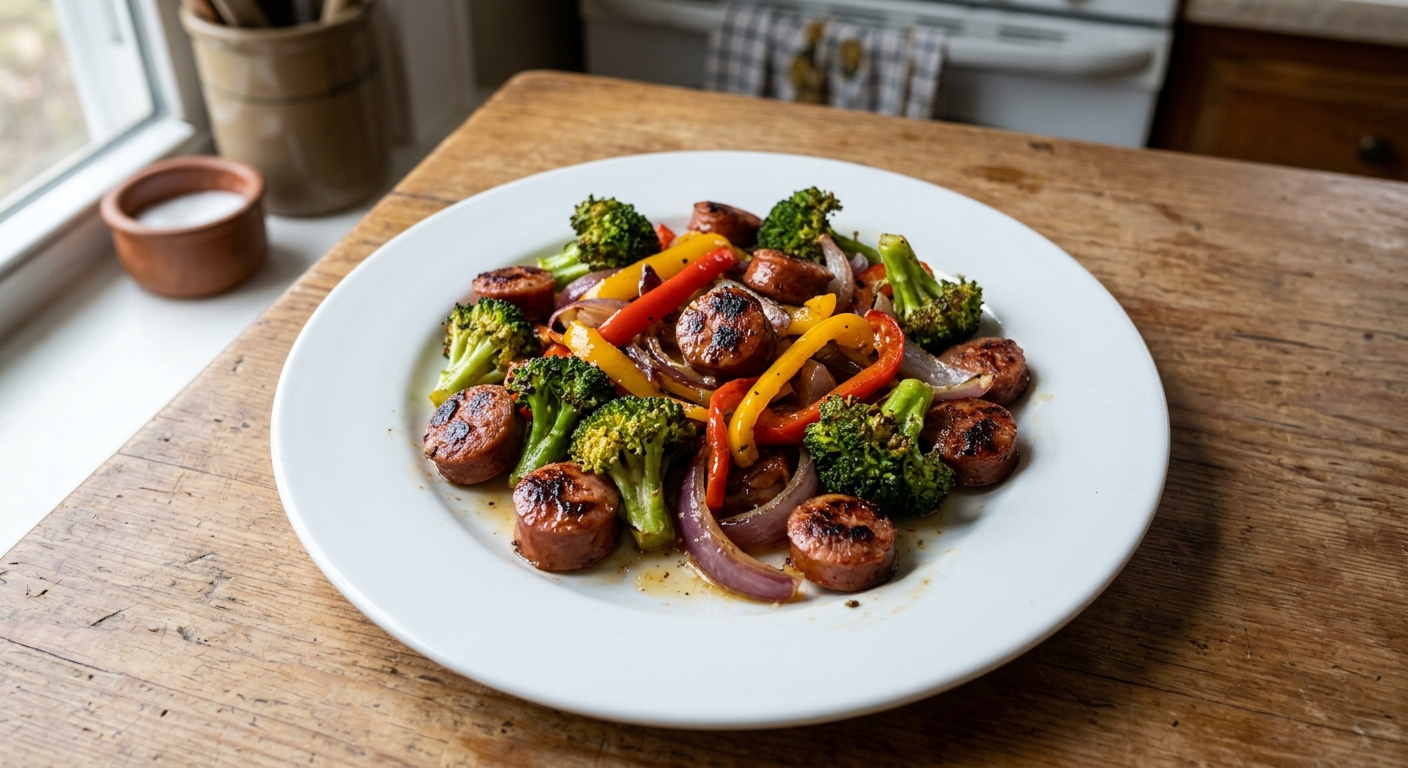 One-Pan Garlic Butter Sausage and Veggies