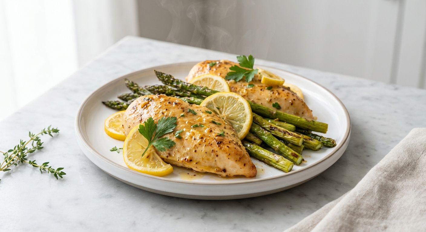 Lemon Garlic Chicken and Asparagus Sheet Pan