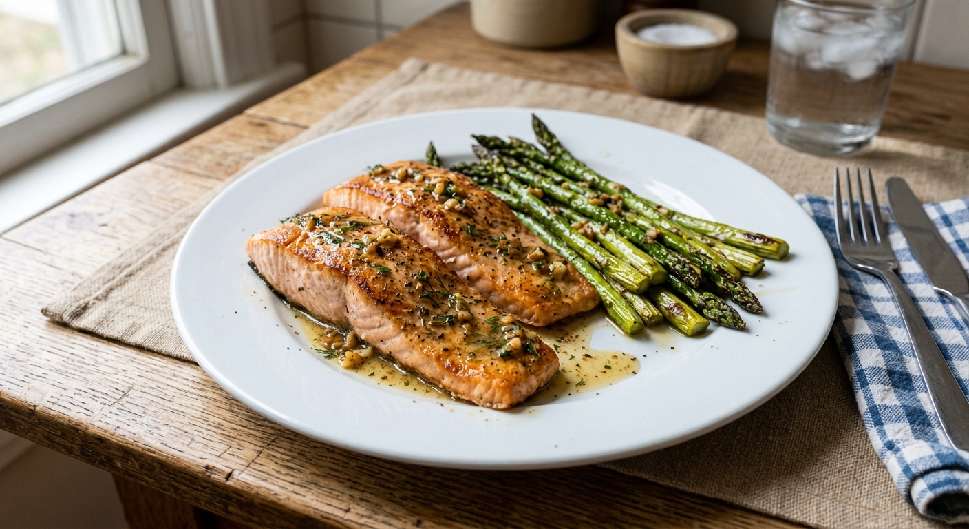 One-Pan Lemon Garlic Butter Salmon and Asparagus