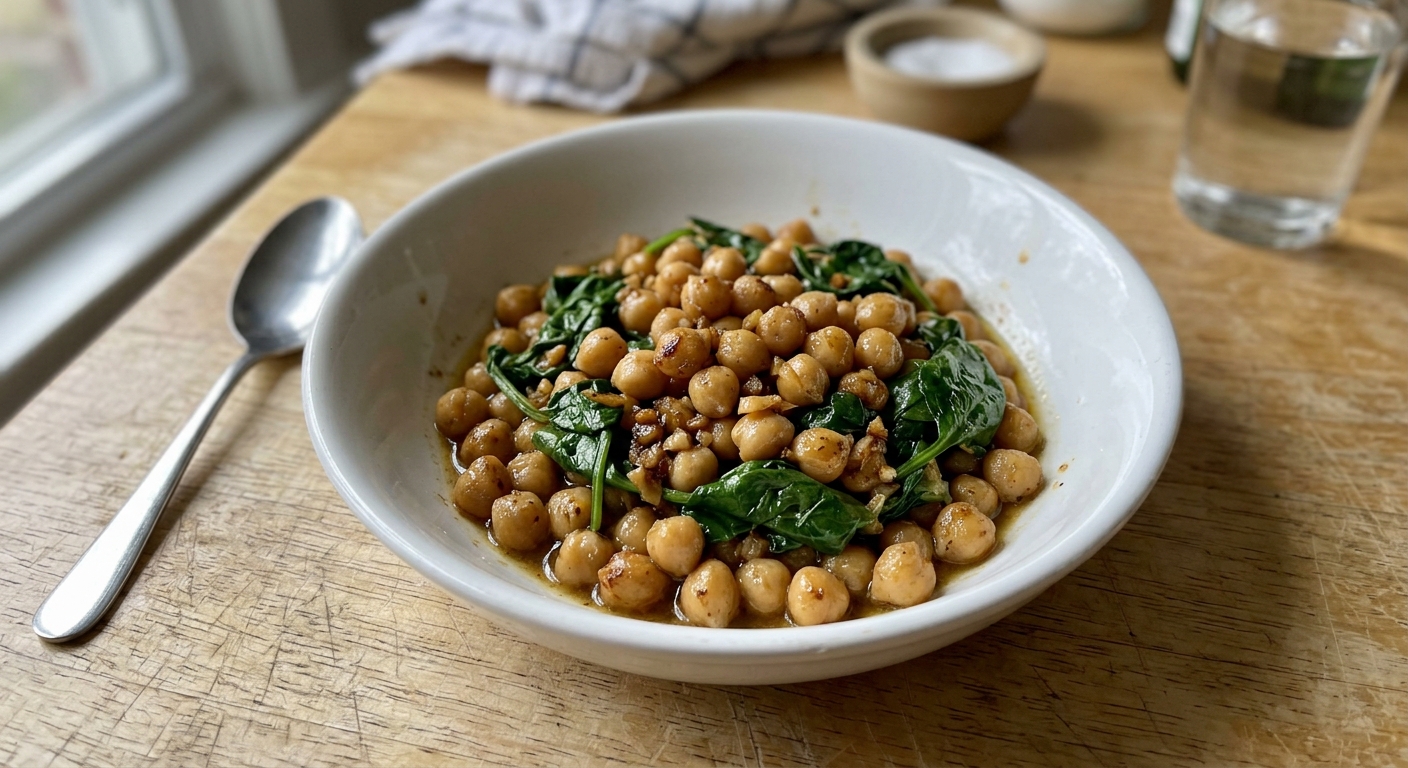 One-Pan Garlic Butter Chickpea and Spinach Stir-Fry