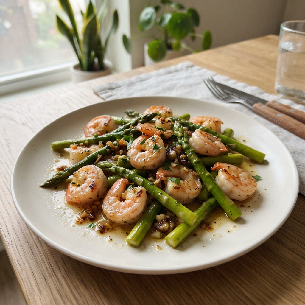 One-Pan Garlic Butter Shrimp and Asparagus