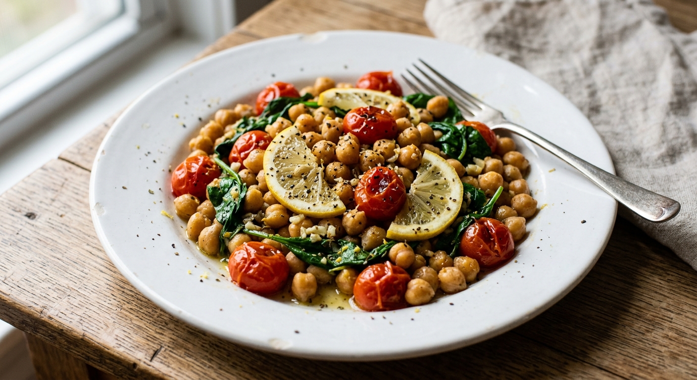 Quick Lemon Garlic Chickpea Skillet