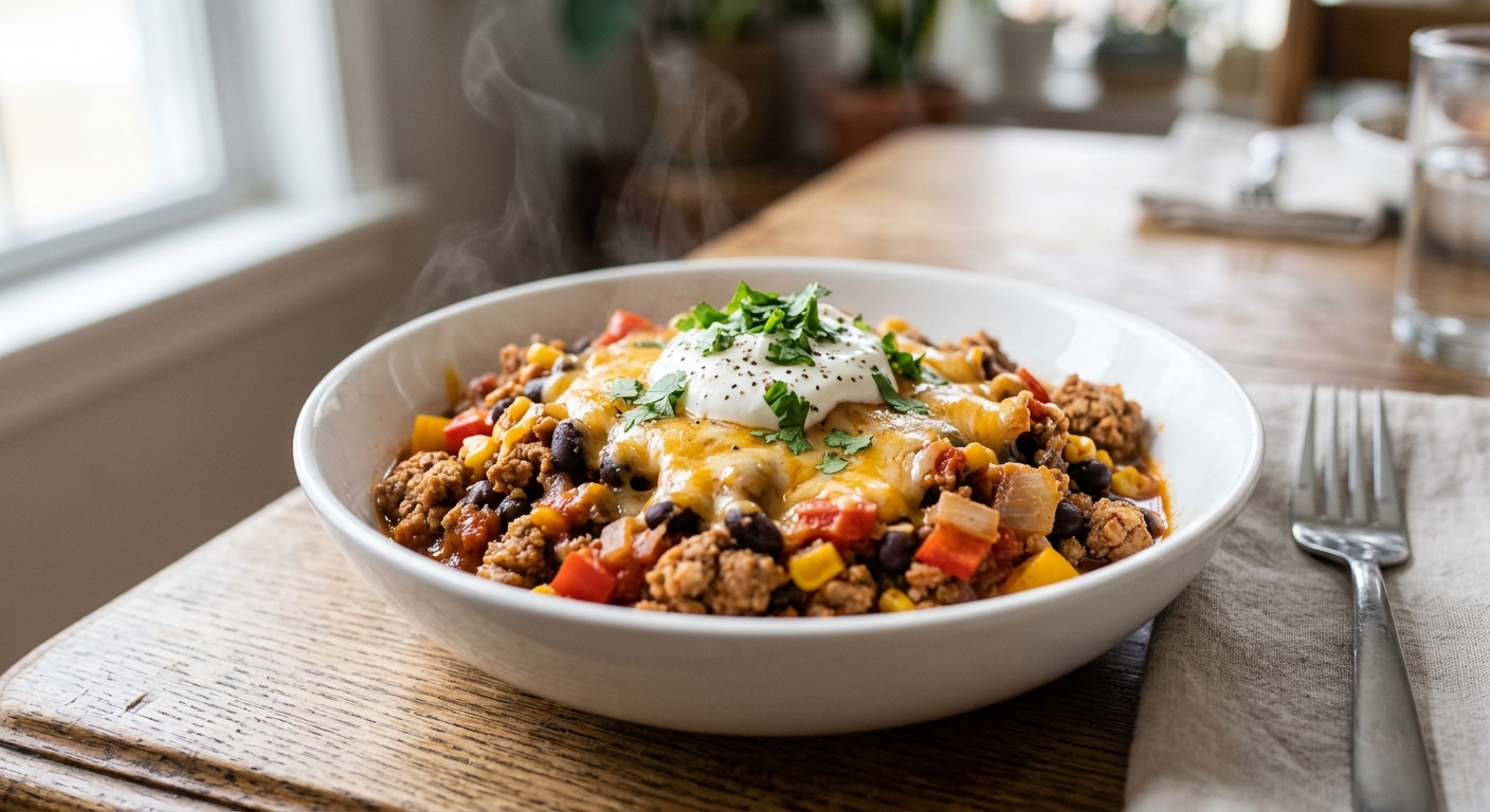 Zesty Ground Turkey and Black Bean Skillet