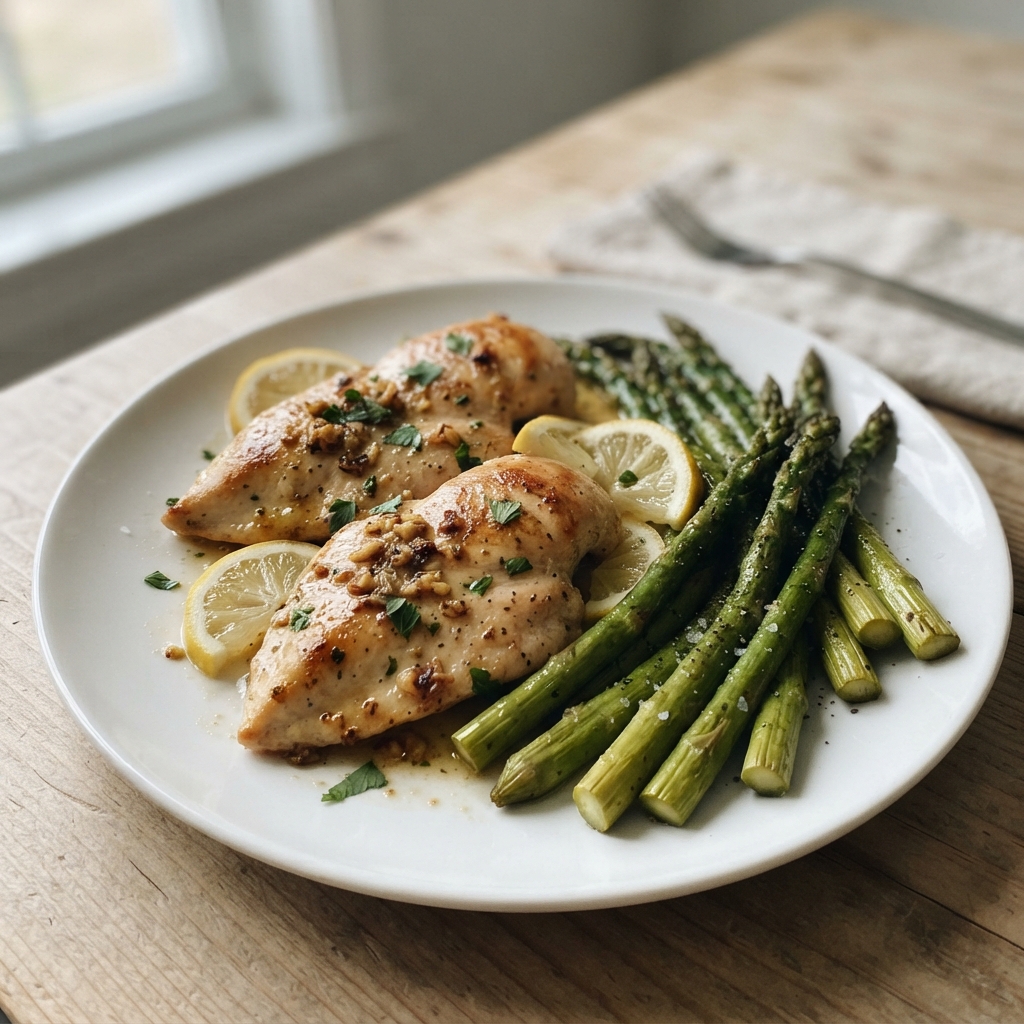 One-Pan Garlic Butter Lemon Chicken and Asparagus