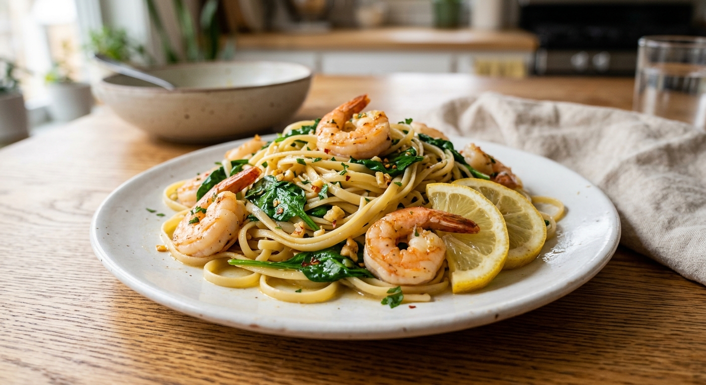 One-Pan Lemon Garlic Shrimp Pasta