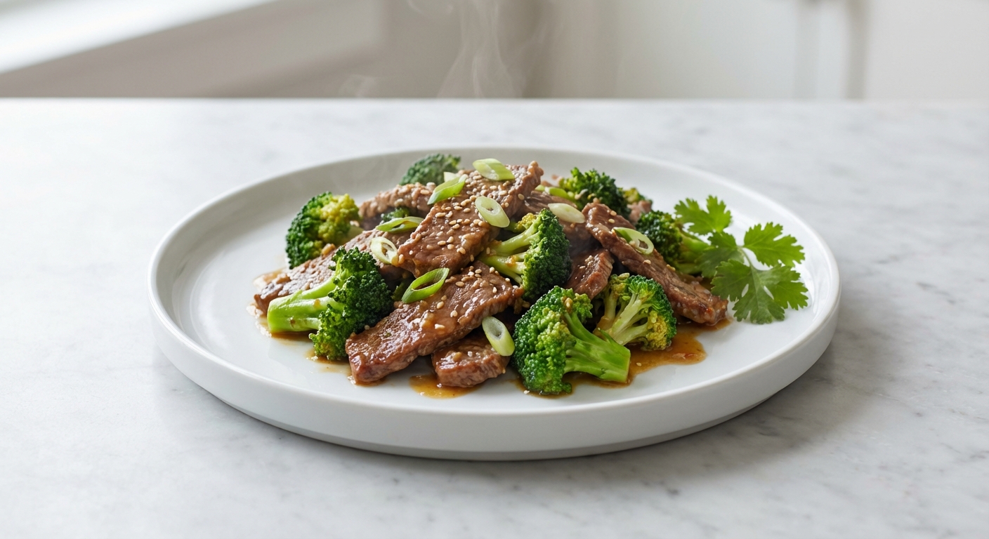 High-Protein Garlic Ginger Beef and Broccoli