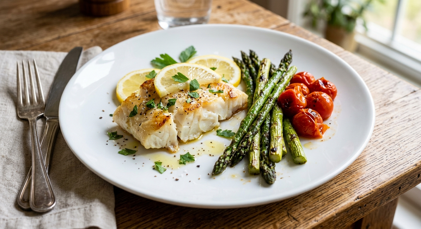 One-Pan Lemon Herb Cod and Asparagus