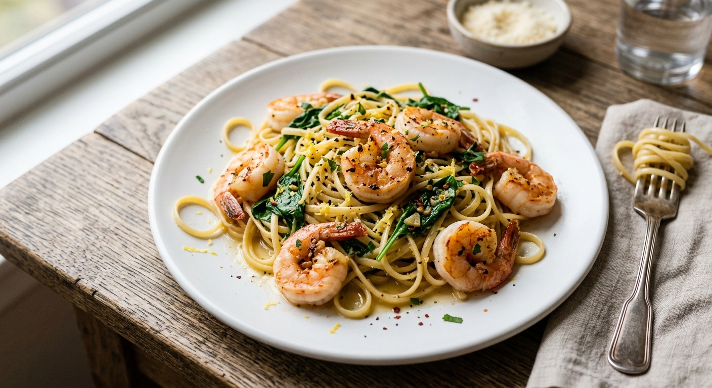 One-Pan Lemon Garlic Shrimp Pasta