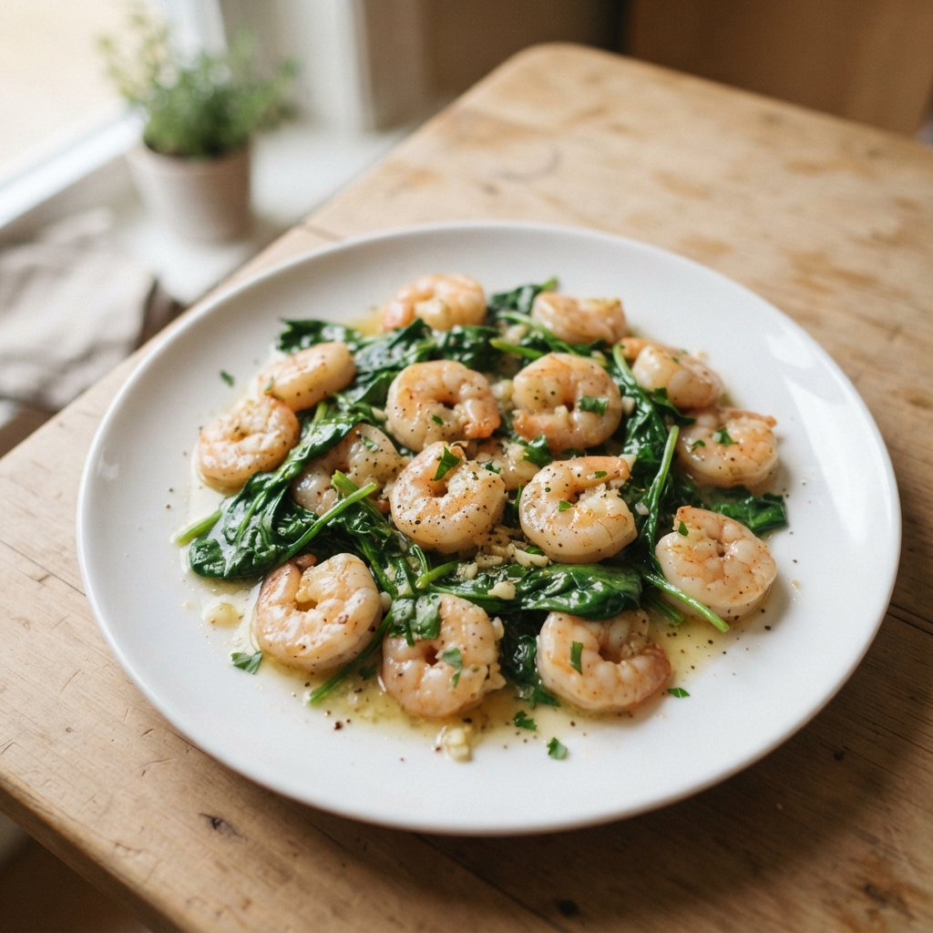 One-Pan Garlic Butter Shrimp and Spinach